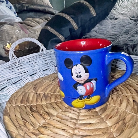 Disney Mickey Mouse 3D Sculpted Blue And Red Ceramic Coffee Tea Mug - Picture 2 of 6